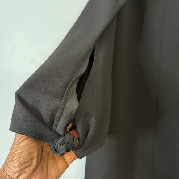 Tibi Women's Tie Sleeve Cold Shoulder Crepe Mini Dress Crew Neck Black Size 8 - Picture 10 of 16